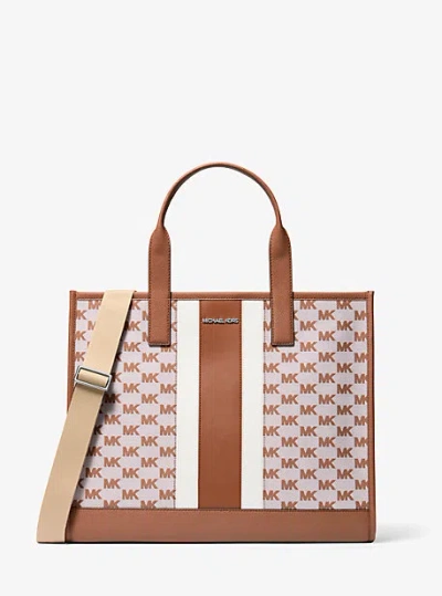 Michael Kors Cooper Logo Jacquard Tote Bag In Brown