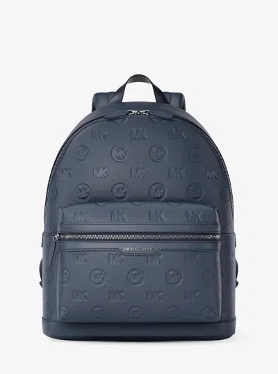 Michael Kors Cooper Medium Logo Debossed Dome Backpack In Blue