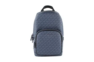 Michael Kors Cooper Medium Navy Signature Pvc Sling Backpack In Blue