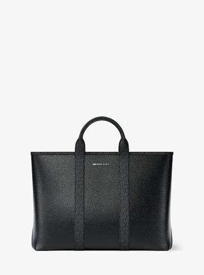 Michael Kors Cooper Medium Pebbled Leather And Signature Logo Tote Bag In Black