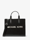 Michael Kors Cooper Medium Sherpa Convertible Tote Bag In Black
