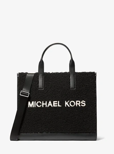 Michael Kors Cooper Medium Sherpa Convertible Tote Bag In Black