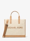Michael Kors Cooper Medium Sherpa Convertible Tote Bag In Brown