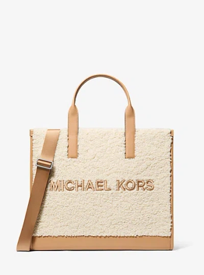Michael Kors Cooper Medium Sherpa Convertible Tote Bag In Brown