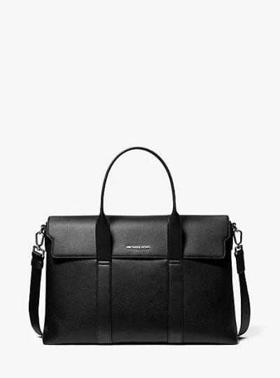 Michael Kors Cooper Pebbled Leather Briefcase In Black