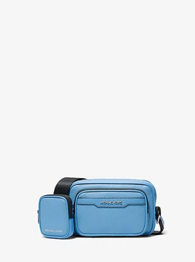 Michael Kors Cooper Pebbled Leather Camera Bag In Blue