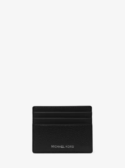 Michael Kors Cooper Pebbled Leather Tall Card Case In Black
