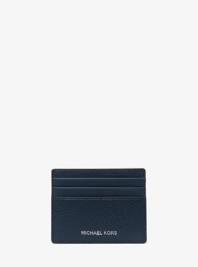 Michael Kors Cooper Pebbled Leather Tall Card Case In Blue