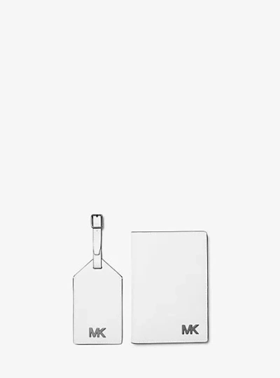 Michael Kors Cooper Saffiano Leather Passport Case And Luggage Tag Gift Set In White