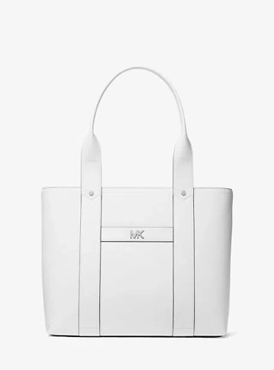 Michael Kors Cooper Saffiano Leather Tote Bag In White