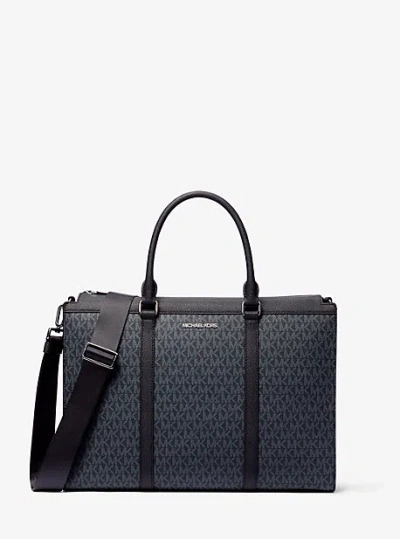 Michael Kors Cooper Signature Logo Briefcase In Blue
