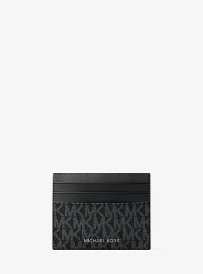 Michael Kors Cooper Signature Logo Card Case In Black