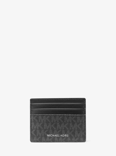 Michael Kors Cooper Signature Logo Card Case In Black