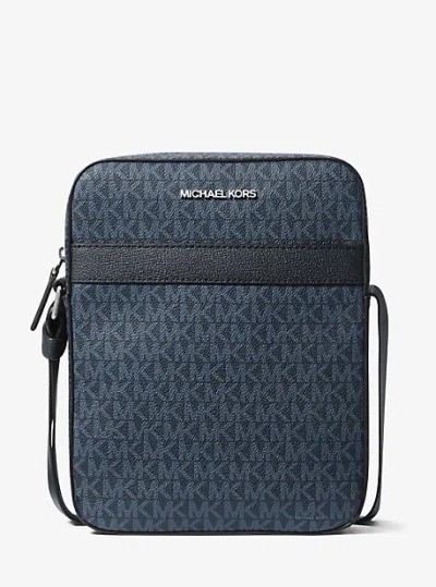 Michael Kors Cooper Signature Logo Flight Bag In Blue