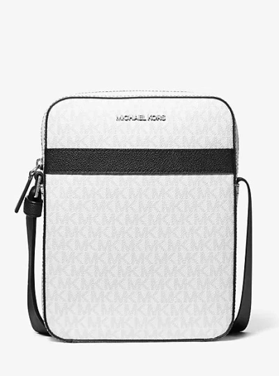 Michael Kors Cooper Signature Logo Flight Bag In White