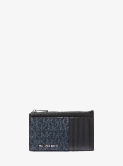 Michael Kors Cooper Slim Signature Logo Zip Wallet In Black