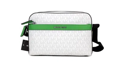 Michael Kors Cooper Small Bright White Palm Signature Pvc Utility Crossbody Bag