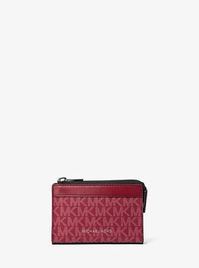 Michael Kors Cooper Small Signature Logo Zip Pouch In Red