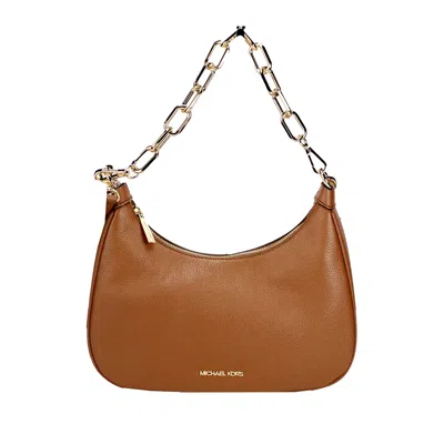 Michael Kors Cora Large Luggage Zip Pouchette Chain Shoulder Crossbody Bag In Metallic