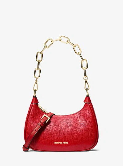 Michael Kors Cora Medium Pebbled Leather Shoulder Bag In Red