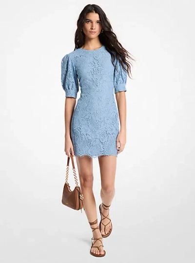 Michael Kors Corded Floral Lace Dress In Blue