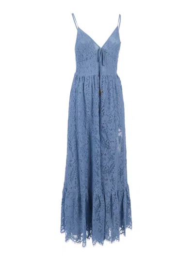 Michael Kors Corded Lace Maxi Dress In Blue