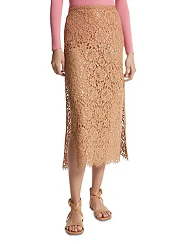 MICHAEL KORS CORDED LACE SEQUIN EMBROIDERED MIDI SKIRT