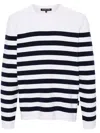 Michael Kors Striped Cotton Crew Neck Sweater In Blue