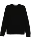 Michael Kors Wool Crew Neck Sweater With Ribbed Trim In Black