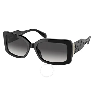 Michael Kors Corfu Dark Gray Gradient Rectangular Ladies Sunglasses Mk2165 30058g 56 In Black / Dark / Gray