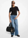 Michael Kors Cotton And Cashmere Mesh Short-sleeve Sweater In Black