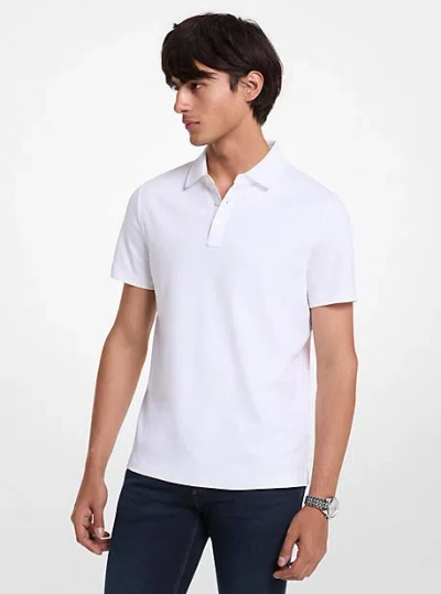 Michael Kors Cotton And Mesh Collar Polo Shirt In White