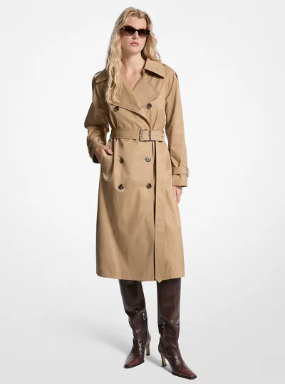 Michael Kors Cotton Blend Belted Trench Coat In Brown