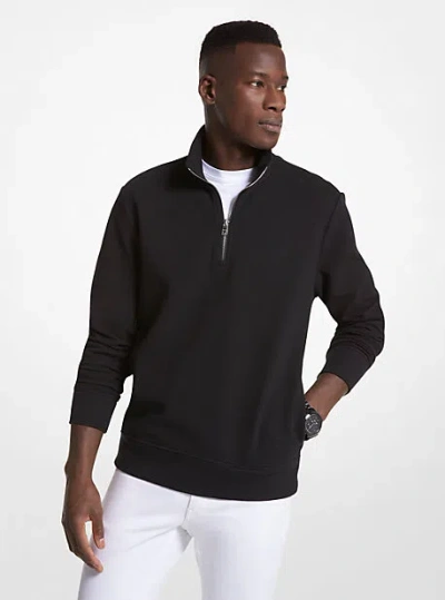 Michael Kors Cotton Blend Half-zip Sweater In Black
