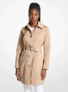 Michael Kors Cotton Blend Hooded Trench Coat In Natural
