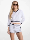 Michael Kors Cotton Blend Knit Sweater In White