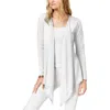 Michael Kors Cotton Blend Open Front Drape Cardigan In White In Gray