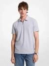 Michael Kors Cotton Blend Piqué Zip-up Polo Shirt In Brown