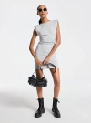 Michael Kors Cotton Blend Ruched Mini Dress In Gray