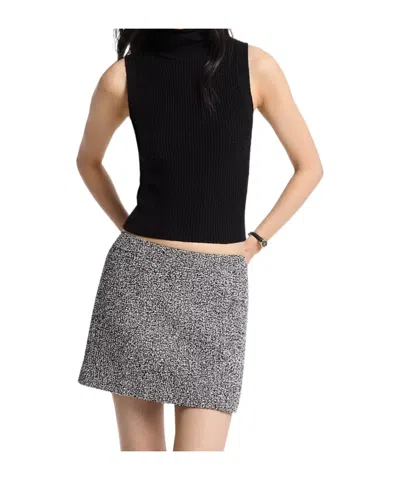 Michael Kors Cotton Blend Tweed Mini Skirt In Black