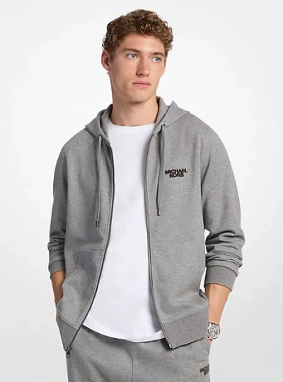 Michael Kors Cotton Blend Zip-up Hoodie In Gray