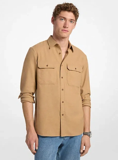 Michael Kors Cotton Flannel Shirt In Brown
