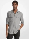 Michael Kors Button Front Flannel Shirt In Gray
