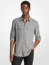 Michael Kors Button Front Flannel Shirt In Gray