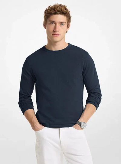 Michael Kors Cotton Jersey Sweater In Blue