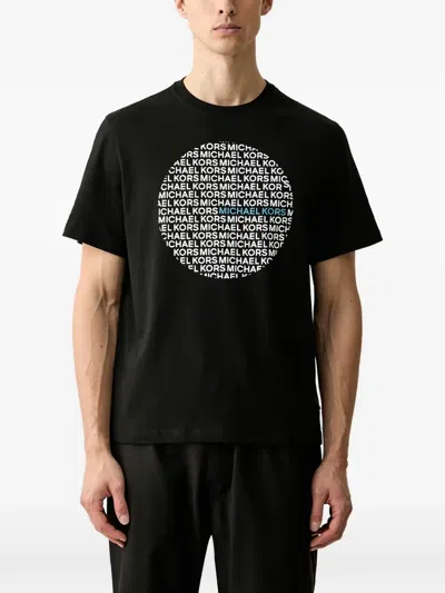 Michael Kors Cotton Jersey T-shirt With Circular Logo In Black