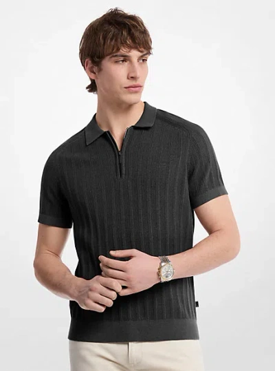 Michael Kors Cotton Knit Zip Polo Shirt