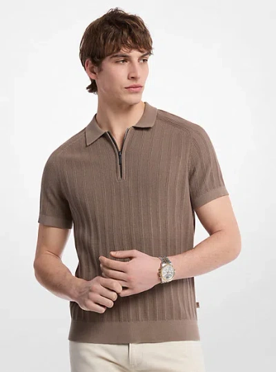 Michael Kors Cotton Knit Zip Polo Shirt