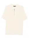 Michael Kors Cotton Knit Zip Polo Shirt In Neutral