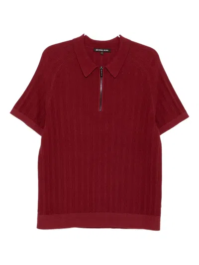 Michael Kors Cotton Knit Zip Polo Shirt In Red